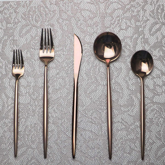 Portable Silverware Set - 20-Piece Flatware Cutlery Set - 18/10 Stainless Steel - Mirror Polishing Rose Gold - Travel Elegant Modern Utensils - Service for 4 Include Steak Knife Dinner Fork Spoon