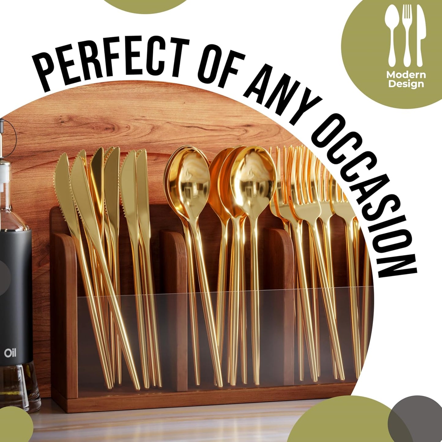 Gold Plastic Spoons Disposable Silverware 120 Pack Gold Plastic Cutlery Set Disposable Gold Silverware Set - Beautiful Gold Plastic Silverware Plastic Utensils Set Gold Spoons By Trendables