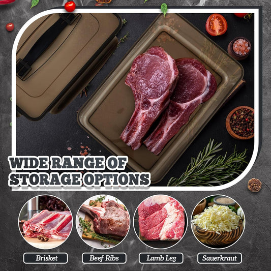 2 Pcs Marinating Containers with Lid 12.5 and 8.3 Quart Plastic Food Brining Containers Dishwasher Safe Grilling Accessories for Thanksgiving Meat Chicken Turkey Rib BBQ Prep Storage