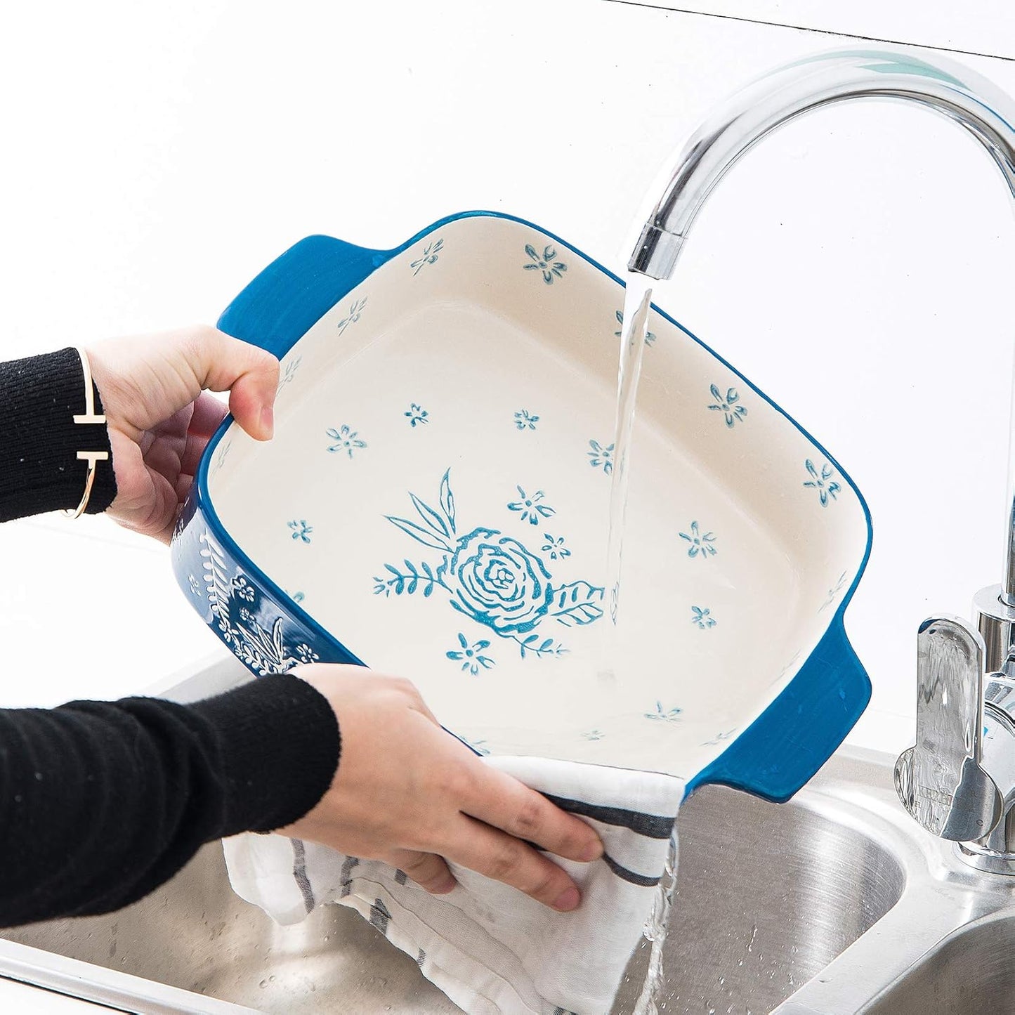 Wisenvoy Baking Dish Ceramic Brownie Pan 9x9 Baking Pan Casserole Dish Lasagna Pan Square Rose Bakeware Sets