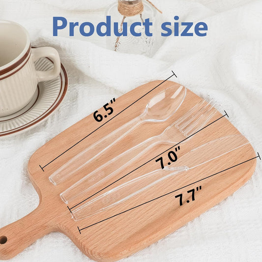 SACATR 1000 Count Plastic Silverware Heavy Duty - 400 Forks, 400 Spoons, 200 Disposable Knives, BPA-Free, Disposable Plastic Cutlery Set, Plasticware Suitable for Party Everyday Use 