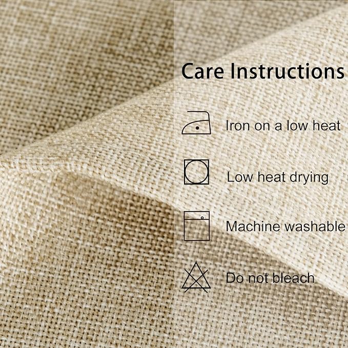 JIUZHEN 2 Pack Faux Linen Farmhouse Tablecloth Rectangular, Wrinkle Stain Resistant Table Cloth Rectangle Table Cover for Kitchen Dining, Beige, 54 x 80 Inch