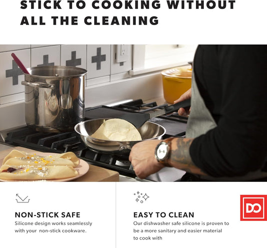 DI ORO Spatulas for Kitchen Use - Forever Warranty - 600°F Heat-Resistant Silicone - Turner Spatula Set for Cooking - BPA Free Wide Pancake Spatulas - Egg Flippers for Nonstick Cookware Safe (3pc)