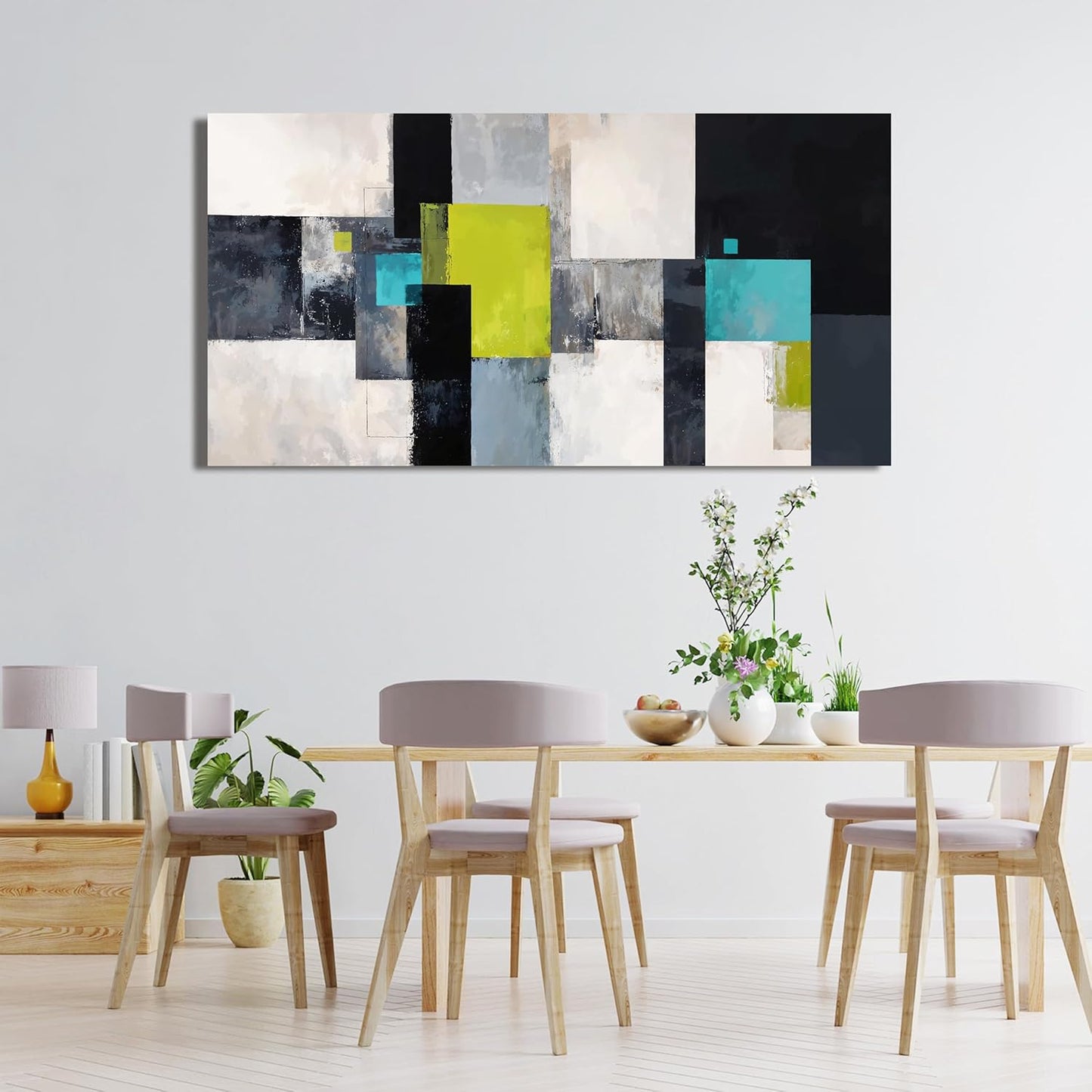 TAIJXAGSG Abstract Canvas Black and White Wall Art Modern Wall Art Pictures For Living Room Artwork For Walls Rectangle Wall Art Prints 20" X 40" Modern Green Wall Art Decor Bedroom Office Decoration