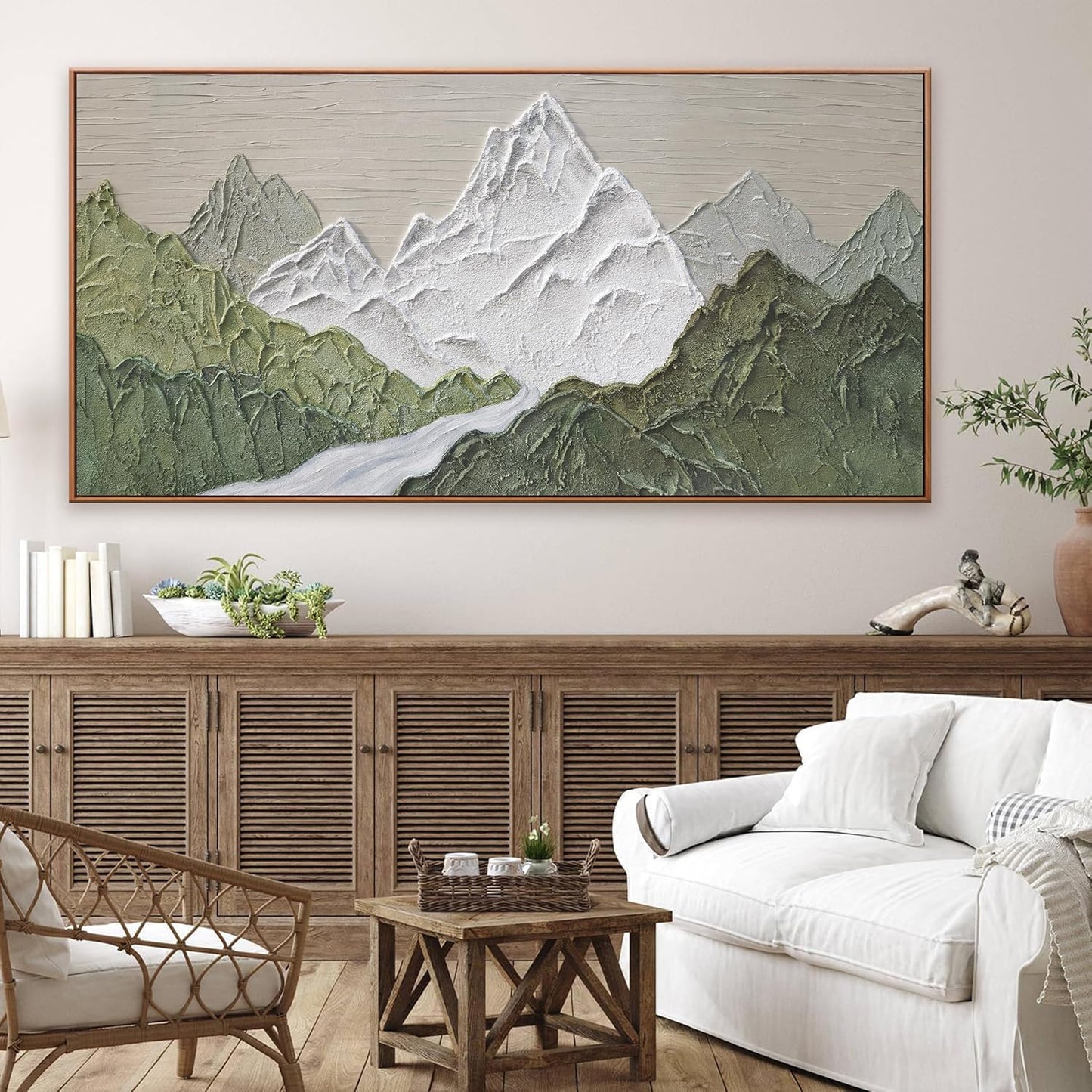 Large Abstract Wall Art For Living Room Canvas Art Wall Decor Bedroom Office Decor Abstract Mountain Forest Landscapes Green Wall Art Painting Abstract Art Prints 29×58 In With Framed