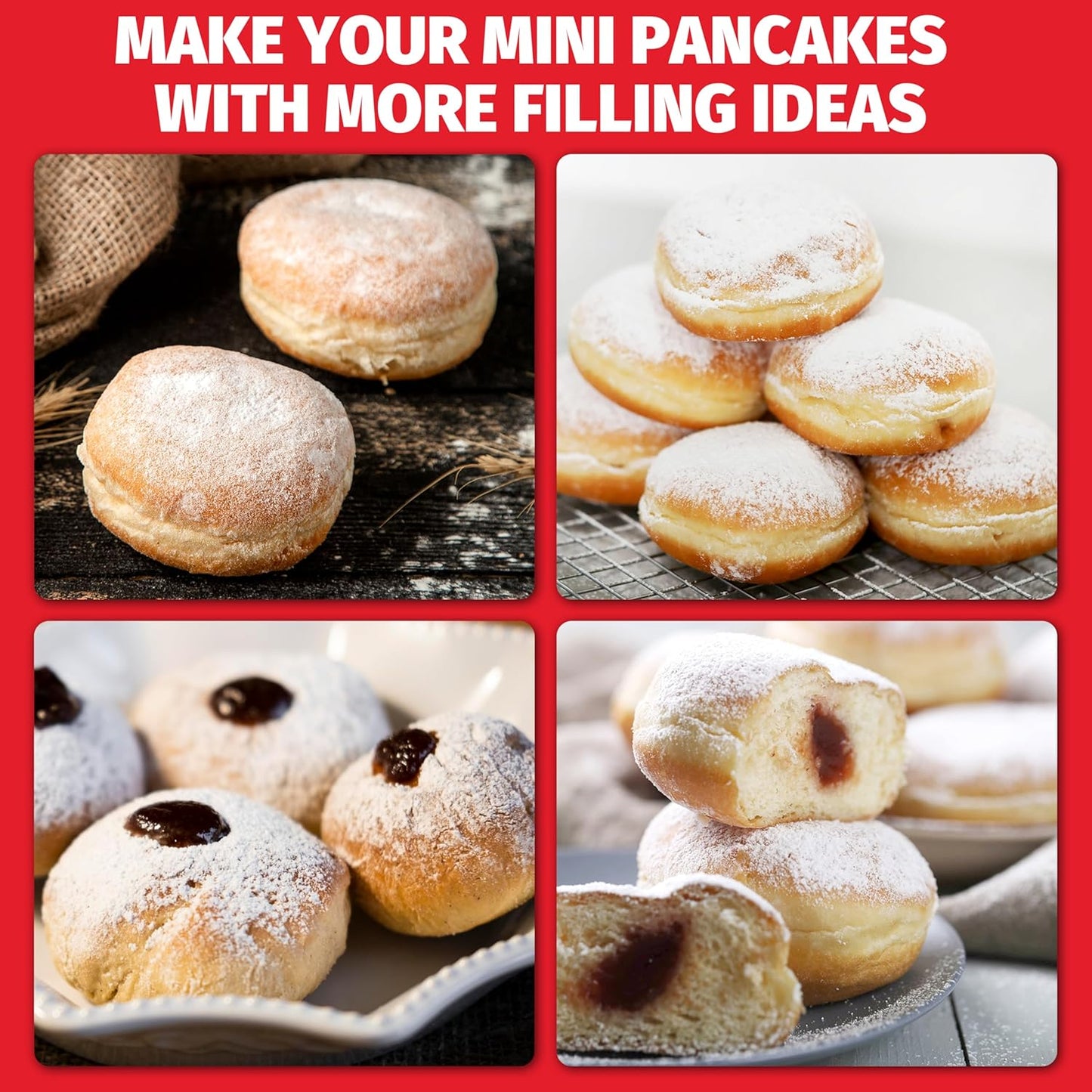 Mini Pancakes Maker Machine with 14 Larger & Deeper Grooves, Electric Mini Pancake Pan, Aebleskiver Pan, Ebelskiver Pan, Browning Controllable, White