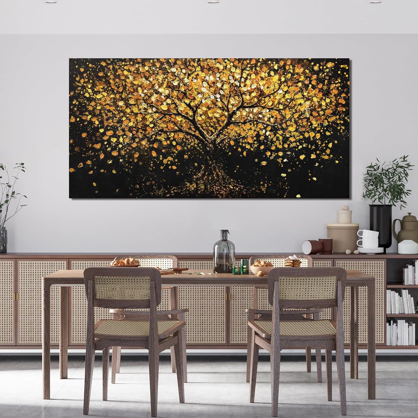 Canvas Wall Art Decor Wall Art Pictures for Living Room Canvas Modern Art Wall Decor Black and Yellow Wall Art Decor Tree of Life Wall Art Prints Art Work for Home Office Kitchen Wall Decor 24"X48"