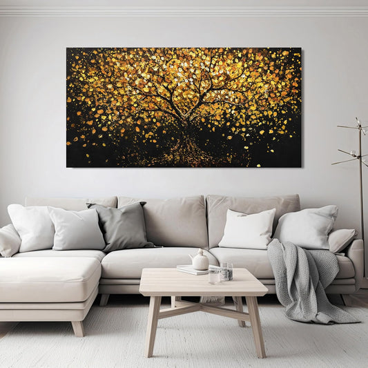 Canvas Wall Art Decor Wall Art Pictures for Living Room Canvas Modern Art Wall Decor Black and Yellow Wall Art Decor Tree of Life Wall Art Prints Art Work for Home Office Kitchen Wall Decor 24"X48"