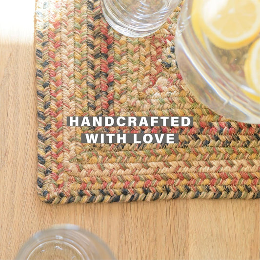 Homespice Kingston Jute Braided Placemats, Warm Country Decor, Set of 4, Multicolor 13x19 Oval Table Mats - Vibrant Colors, Durable, Easy to Clean and Protects Furniture