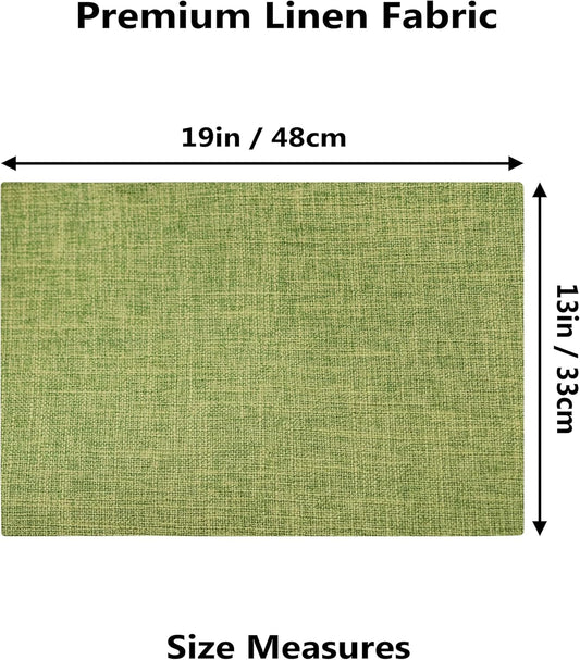 Demetex Placemats Set of 6 Green Decorative Table Mats Modern Linen Placemats Washable Heat Resistant Plate Mats for Dinner Gathering Kitchen, Lime Green