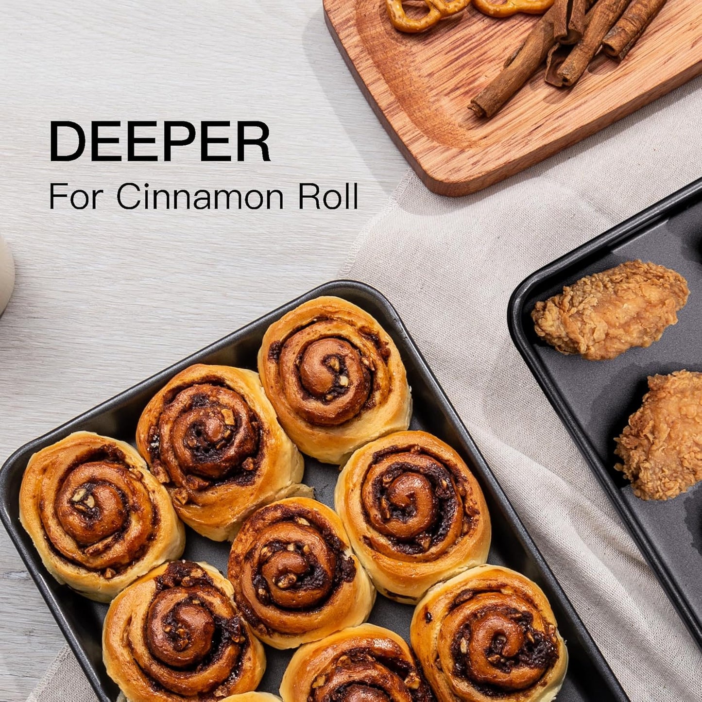 HONGBAKE 2 Pack 9.7X7.5" Toaster Oven Pans for Baking, 57% Thicker Nonstick 1/8 Cookie Sheet Pan Set, Small Baking Tray, Dishwasher Safe and Heavy Duty, Black