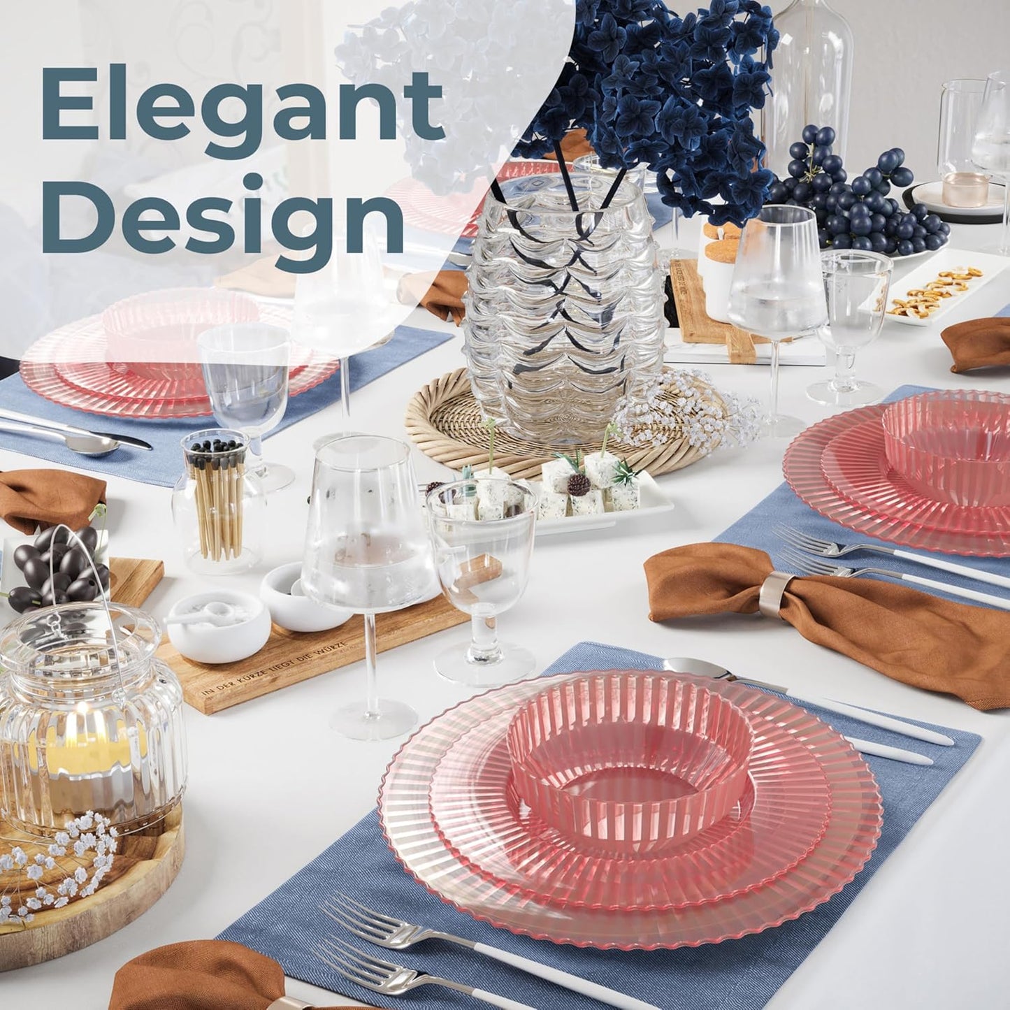 Exquisite Pink Plastic Bowls Disposable - 16 Oz - 20 Count - Disposable Soup Bowls - Great for Weddings Parties And Formal Occasions