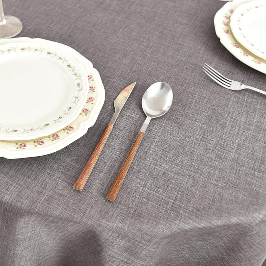 Fitable Linen Textured Tablecloths 60 Inches Round - 2 Pack Faux Burlap Table Clothes for Kitchen, Dining Room, Party, Farmhouse, Outdoor (Great for 20"-48" Round Tables, Stone)