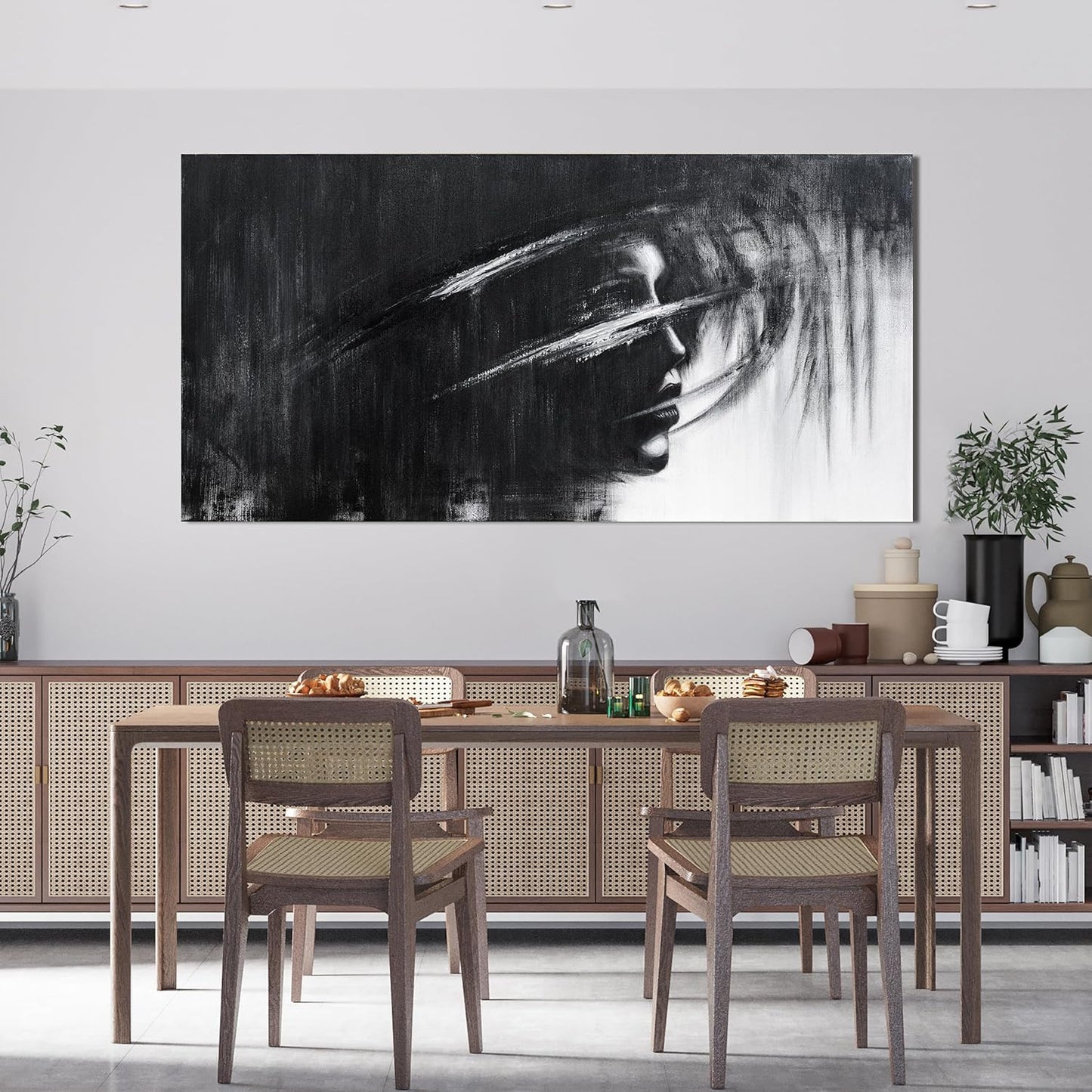 Canvas Wall Art Decor Large Wall Art for Living Room Black and White Abstract Wall Art Prints Artwork for Walls Art Work for Wall Decor Modern Abstract Wall Art Bedroom Office Decor 24" X 48"