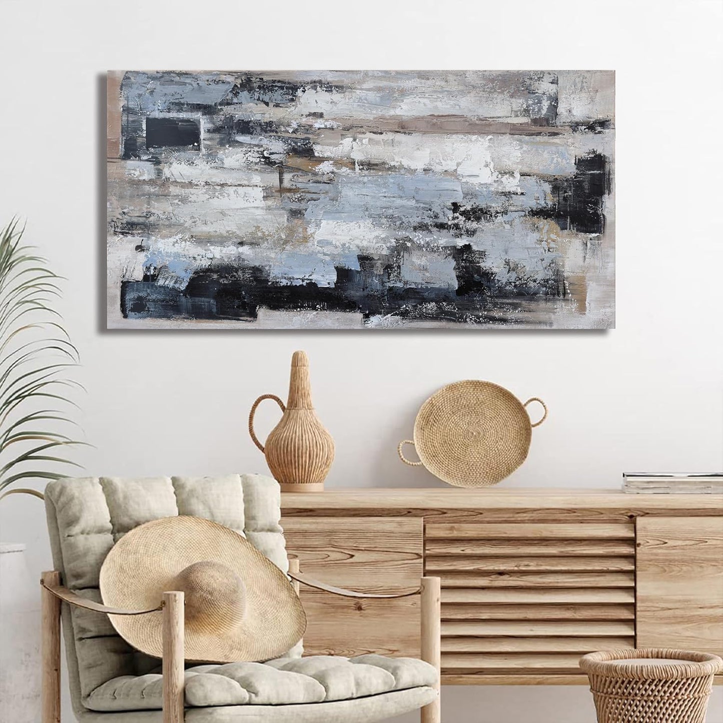 Canvas Wall Art Decor Modern Large Wall Art For Living Room Abstract Art Blue Black Wall Art Decor Canvas Art Work Decoration Abstract Wall Art Prints For Bedroom Office Kitchen Wall Decor 20" x 40"