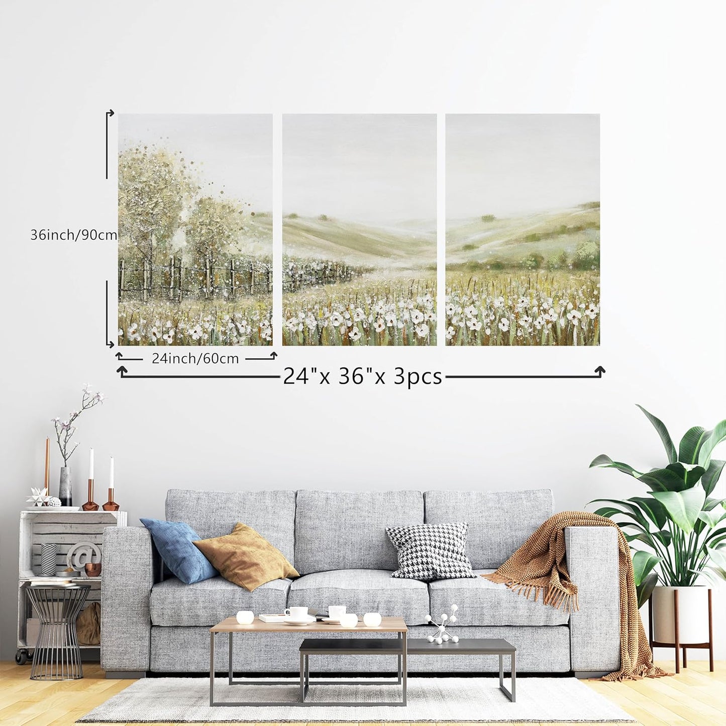 QSQ Canvas Wall Art Decor Natural Wall Decorations Home Decor Wall Art Prints Mountain Wilderness Landscape Large Size Artwork for Living Room Wall Bedroom Kitchen Office 24"x 36"x 3pcs