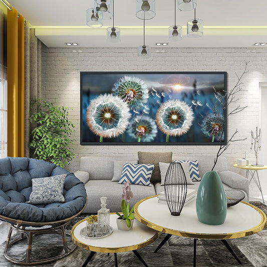 Framed wall Art Large Dandelion Canvas Art Wall Decor for Living Room Blue Landscape Prints Artwork Modern Framed Wall Picturesfor Bedroom Office Home Decorations Size 29x58