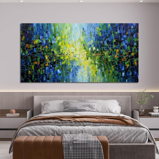 Abstract Canvas Art Wall Decor Canvas Wall Art Decor Large Modern Wall Art For Living Room Green Abstract Wall Art Prints Oversized Blue Wall Art Decor Art Work for Walls Bedroom Office Decor 29"X58"
