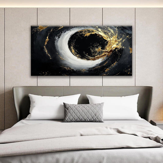 Tsomzxng Canvas Art Wall Decor Print Modern Abstract Art Paintings Black And Gold Wall Art Prints Abstract Wall Art Pictures For Bedroom Kitchen Office Home Artwork 20" × 40"