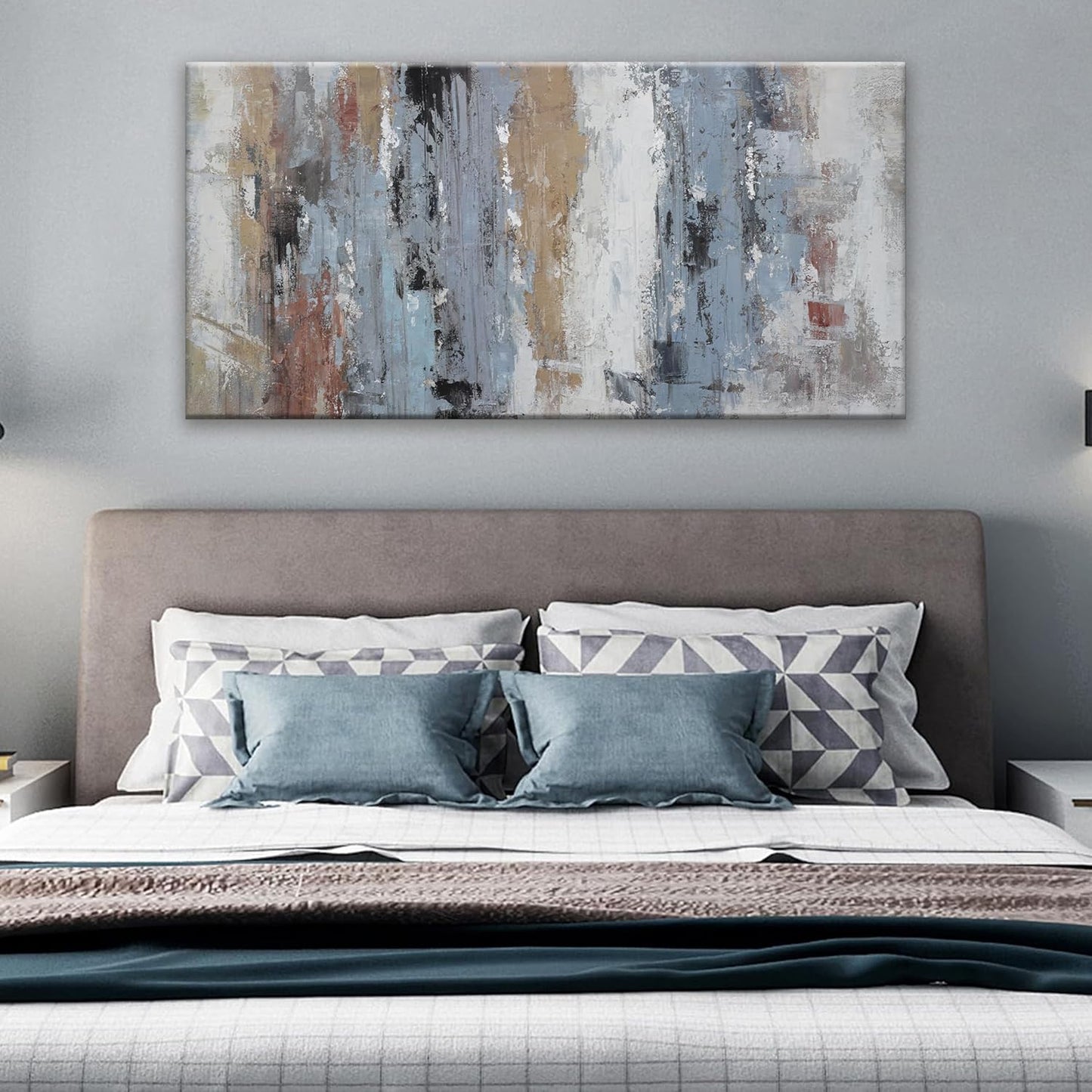 YISXINOAG Colorful Abstract Canvas Art Wall Decor Painting Home Wall Decor 20x40 Inch Decorations Blue Brown And White Wall Art Office Decor Colorful Canvas Picture Artwork For Bedroom Kitchen