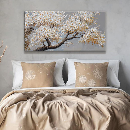 Modern Wall Art Decor White Flowers On Tree Artwork For Walls Decor Ready To Hang Pictures For Bedroom Wall Decor Living Room Office Kitchen Bathroom Canvas Prints 20x40 Inch