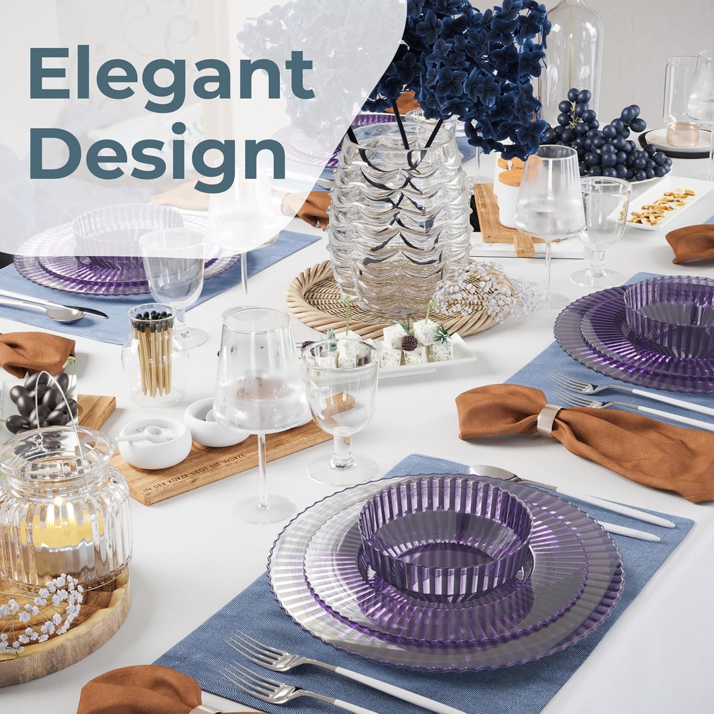 Exquisite Purple Plastic Bowls Disposable - 16 Oz - 20 Count - Disposable Soup Bowls - Great for Weddings Parties And Formal Occasions