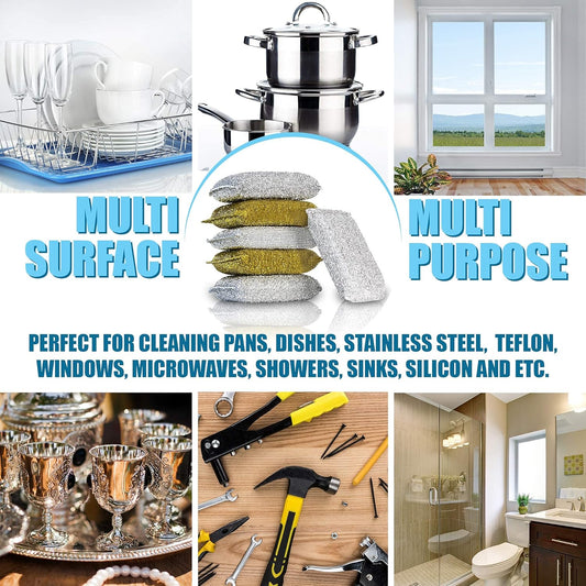 SPONGENATOR Kitchen Scrubbing Sponges - Heavy Duty Non-Scratch Scrubbing Cleaner Sponges in 2 Colors - Multi-Surface Non-Metal Dish Scouring Scrubbers for Fast Cleaning (Gold & Silver, 6)