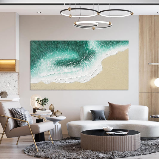 Canvas Wall Art Decor Modern Green Wall Art Prints Wall Art Pictures for Living Room Abstract Canvas Art Wall Decor Coastal Beach Decorations Nature Artwork for Walls Bedroom Office Decor 20" X 40"