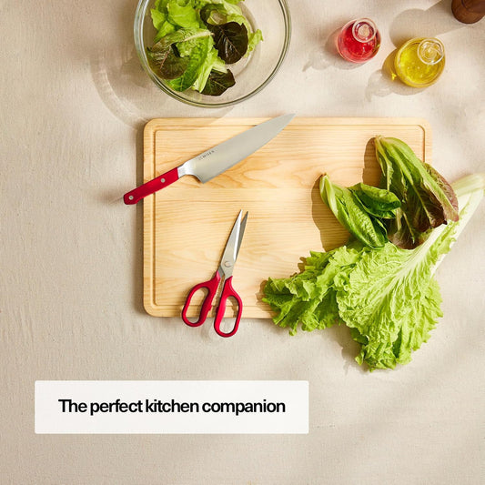 Misen Heavy Duty Kitchen Shears - Versatile Scissors for Meat, Poultry & More - Easy Clean, Professional Grade - Ambidextrous Comfort Handle - Red