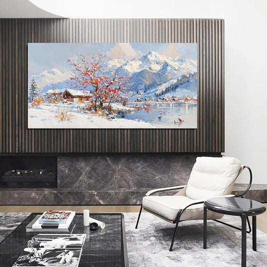 Canvas Wall Art Prints Large Wall Art Pictures for Living Room Landscape Farmhouse Wall Art Decor Canvas Art Wall Decor Red Tree Flower Artwork For Walls Bedroom Office Home Wall Decor 24" X 48"