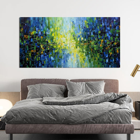 Abstract Canvas Art Wall Decor Large Modern Wall Art For Living Room Canvas Wall Art Decor Green Abstract Wall Art Prints Large Blue Wall Art Decor Art Work for Walls Bedroom Office Decor 24" X 48"