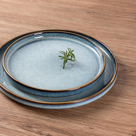 GBHOME Ceramic Dinnerware Sets for 4, 12 Pieces Stoneware Plates and Bowls Sets, Reactive Glaze Dishes -Scratch Resistant, Dishwasher&Microwave Safe