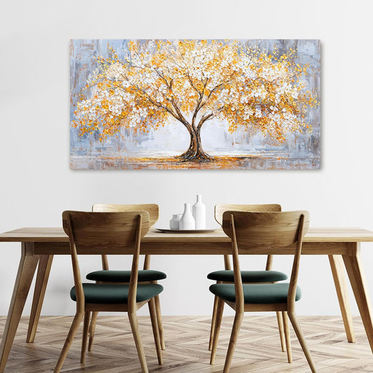 TAIJXAGSG Large Canvas Wall Art Decor Golden Tree of Life Wall Art Decor Bedroom Office Decor Modern Botanical Wall Art Prints Art Work For Wall Decor 24"X48"Tree Wall Art Pictures For Living Room