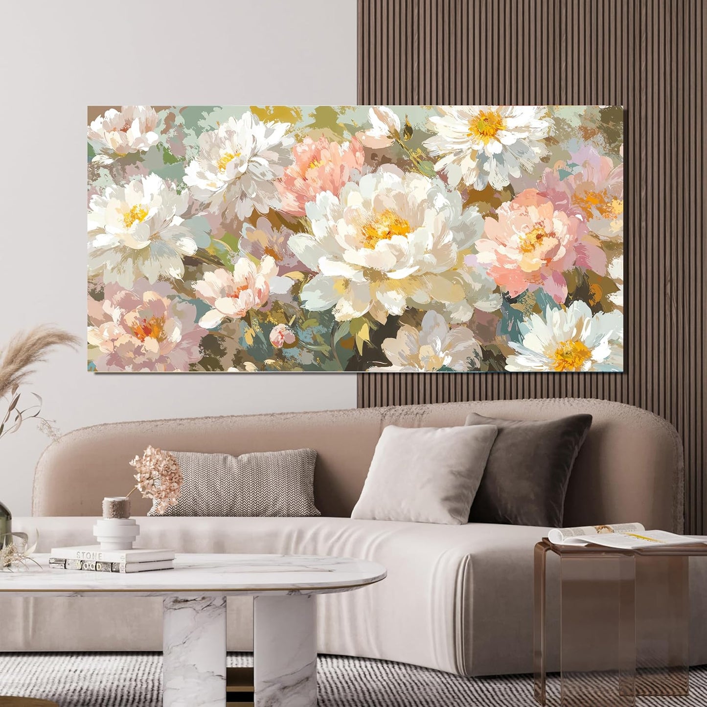 Canvas Wall Art Decor Large Wall Art for Living Room Colorful Flowers Wall Art Prints Artwork for Walls Oversized Botanical Wall Art Pictures Modern Canvas Art Wall Decor Bedroom Office Decor 29"X58"