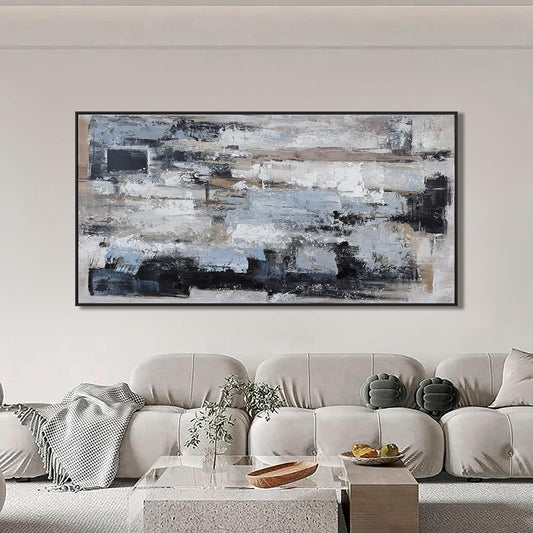 KUPTEU Canvas Oversized Wall Art Decor Large Wall Art For Living Room Framed Blue Abstract Wall Art Prints Abstract Art Abstract Canvas Art Wall Decor Artwork For Walls Home Office Wall Decor 29"x58"