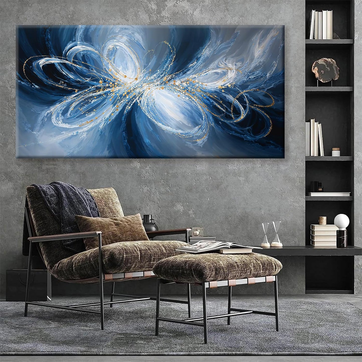 Large Wall Art For Living Room Decor Abstract White Blue Wall Art Prints Ready To Hang Room Wall Decor For Bedroom Canvas Prints Kitchen Office 29x58 Inch