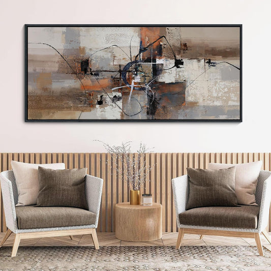 YDYSUNE Abstract Painting Wall Art Textured Picture for Living Room Orange Home Bedroom Decoration Modern Framed Large Artwork Decor 70x31IN Brown gray wall decoration