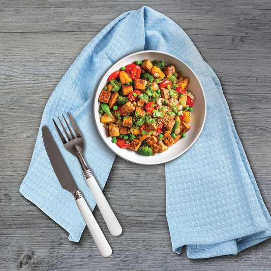 Urban Villa Kitchen Towels Waffle Dish Cloths Multi Color Set of 6 Over Sized 18x28 Inches Highly Absorbent 100% Cotton Kitchen Hand Tea Towels Dish Cloths