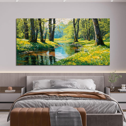 Canvas Oversized Wall Art Decor Large Wall Art Pictures for Living Room Modern Landscape Wall Art Prints Botanical Canvas Art Wall Decor Nature Forest Wall Art Decorations Bedroom Office Decor 29"X58"