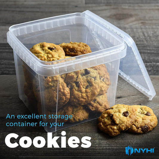 NYHI 64 oz 20 Large Pack Square Clear Deli Containers with Lids Disposable BPA Free Plastic Food Storage Containers with Lids Airtight for Meal Prep Take Out Kitchen