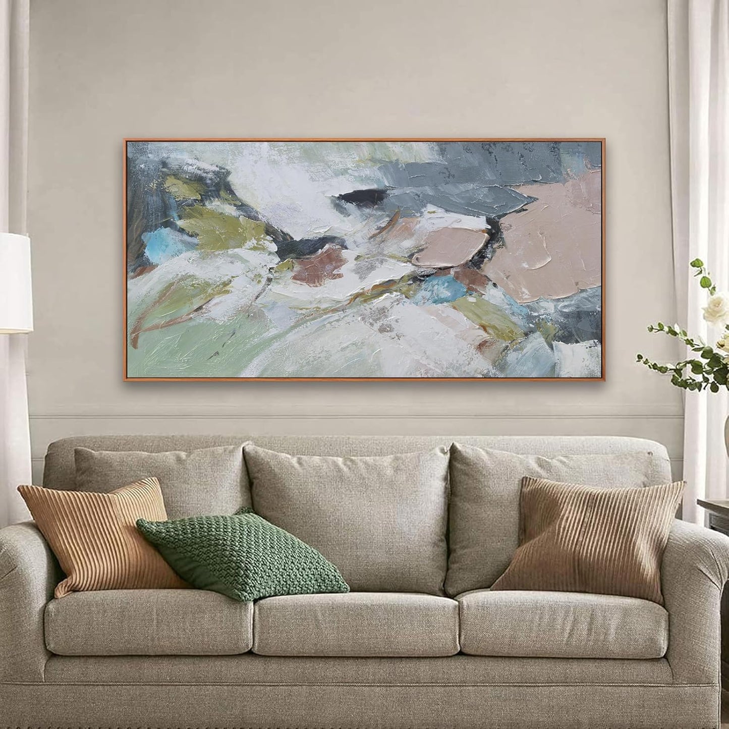 Abstract Wall Art Framed Ready To Hang Home Decor Artwork Wall Art Colorful Wall Decor Prints Canvas Painting For Living Room Bedroom Office Apartment Decoration 24"X48"