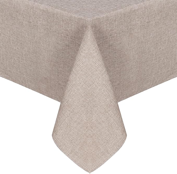 JIUZHEN Square Table Cloth Faux Linen Farmhouse Tablecloth Wrinkle & Stain Resistant Table Cover for Kitchen Dining, Holiday Party Dinner, Stone, 54 x 54 Inch