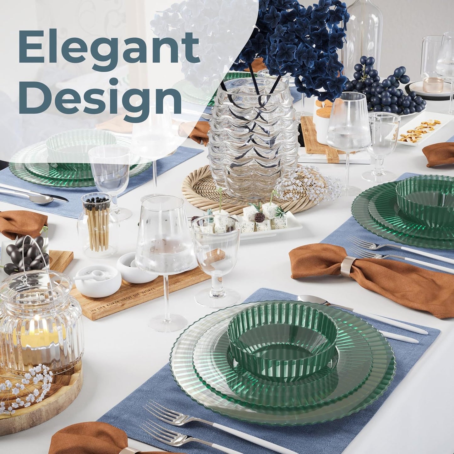 Exquisite Green Plastic Bowls Disposable - 16 Oz - 20 Count - Disposable Soup Bowls - Great for Weddings Parties And Formal Occasions