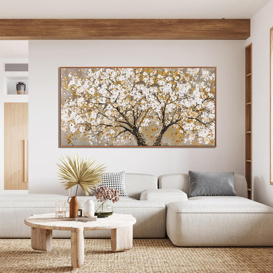 Canvas Oversized Wall Art Decor Large Wall Art For Living Room Framed Yellow Wall Art Prints Tree of Life Wall Art Canvas Art Wall Decor Artwork For Walls Modern Bedroom Office Decor 29"x58"