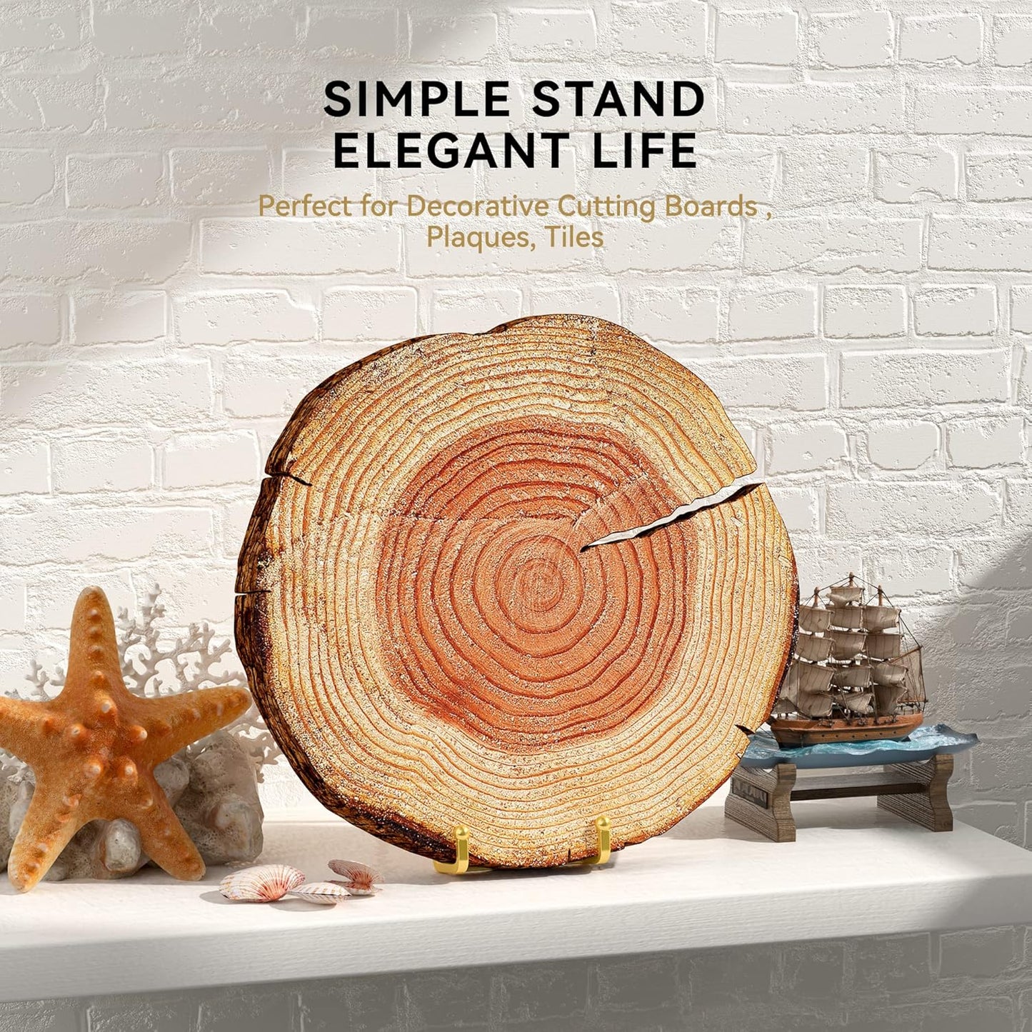 8 Inch Large Plate Stands for Display - Metal Plate Holder Display Stand, Picture Stand for Book, Platter, Plaque, Photo Frame, Small Easel Tabletop Art Display (Gold 2 Pack)