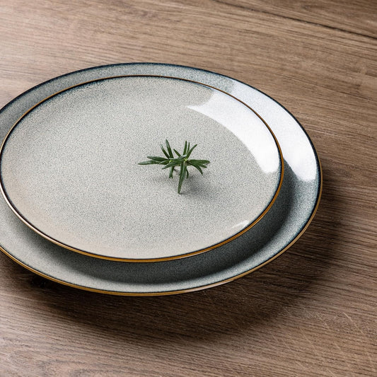 GBHOME 24 Pieces Ceramic Dinnerware Sets for 6, Stoneware Plates and Bowls Set with Reactive Glaze, Scratch Resistant Stoneware Dishes Set, Dishwasher & Microwave Safe