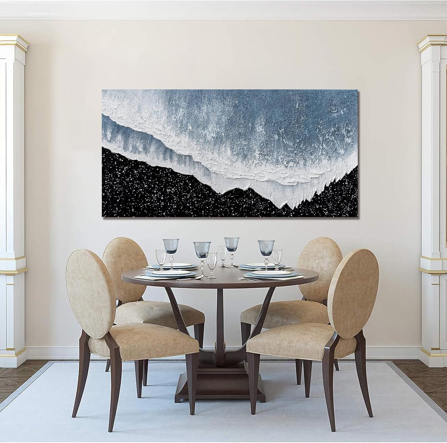 Canvas Wall Art Decor Modern Large Wall Art For Living Room Blue Beach Wall Art Prints Black and White Wall Art Decor Wall Pictures Canvas Art Work For Bedroom Office Kitchen Wall Decor 20"x40"