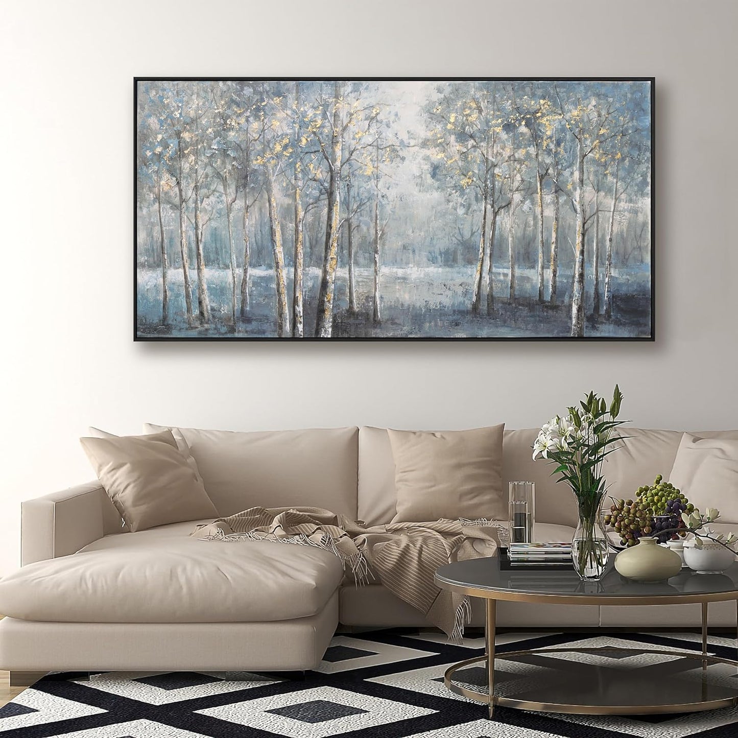 Wall Art Decor Large Maximalist Home Decor Wall Art Canvas Prints Framed Pictures Dark color system Forest Landscape Paintings for Room Wall Bedroom Office Decor 29"×58"