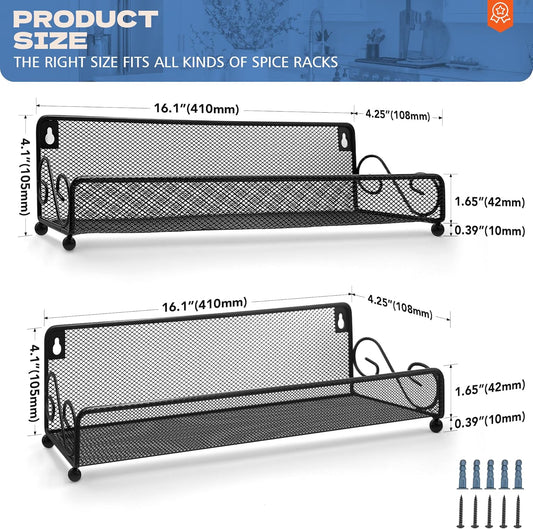 2 pack spice rack organizer for wall mounted or countertop, Jars Storage Organizer, Cabinet Holder, kitchen metal spice seasoning storage for RVs, Cabinet, Pantry Doors, Bathroom, Shower, Home Decor