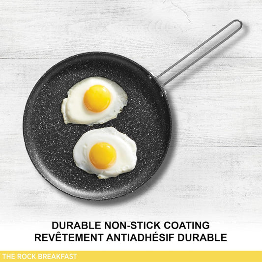 Starfrit The Rock 16cm (6.5") Non-Stick Egg Fry Pan - Durable Forged Aluminum - Oven Safe - PFOA Free - Easy to Clean - Black